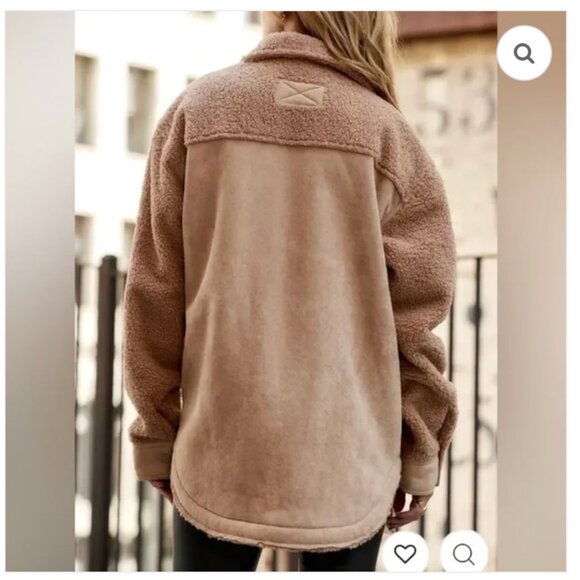 12th Tribe Bobbi Tan Suede Sherpa Jacket - Size L - Picture 3 of 11